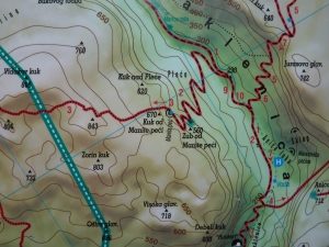 A part of the map next to the Cave Manita peć